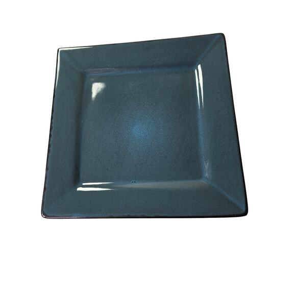 Set of 2 GIBSON ELITE Kiesling Turquoise Blue Brown Stoneware 10.5" Square Plate - Picture 1 of 7
